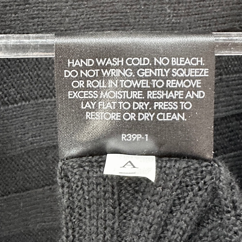 EILEEN FISHER 100% Merino Wool Open Knit Open Front Cardigan • Large • black - Picture 8 of 9